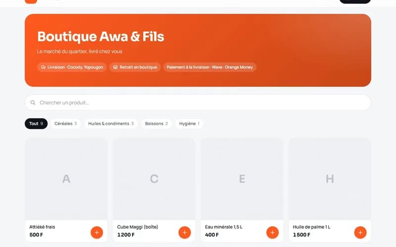 Le catalogue d’une boutique en ligne ViBoutique